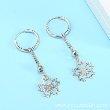 925 Sterling Silver Earrings Long Snowflake Dangle Earrings